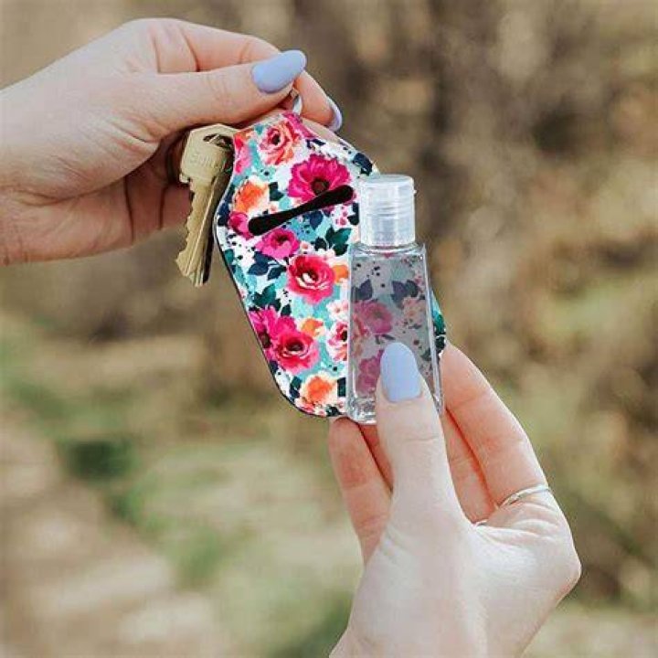 Hand Sanitizer Holder, Neoprene Keychain Holder, Sanitizer Keychain