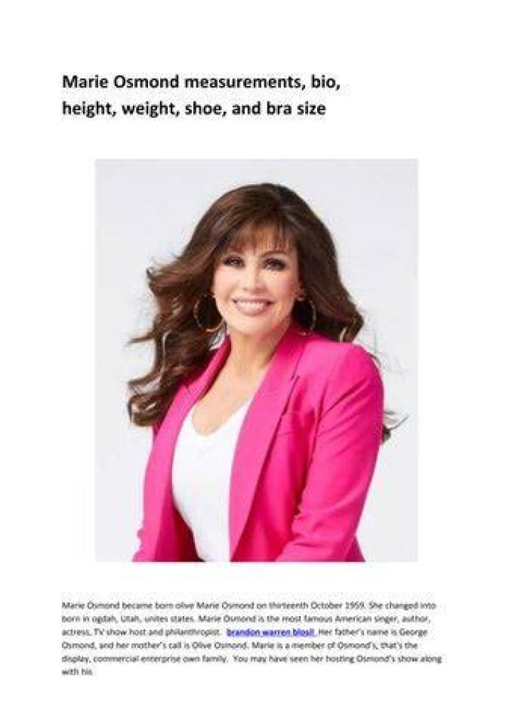 Marie Osmond Bra Size And Body Measurements Celebrity Bra Size, Body